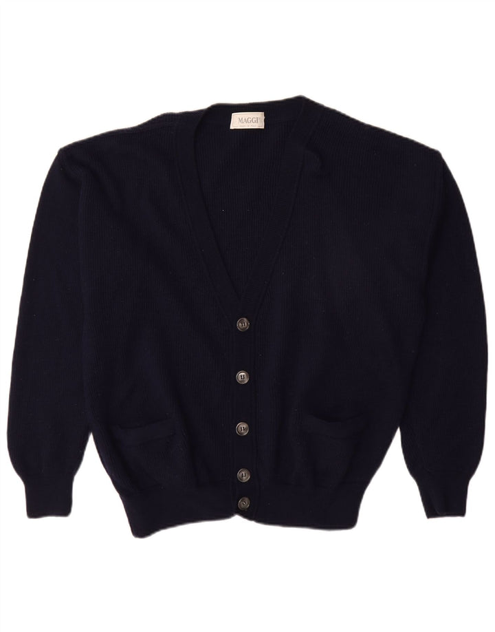 VINTAGE muški kardigan pulover srednje tamnoplave nove vune