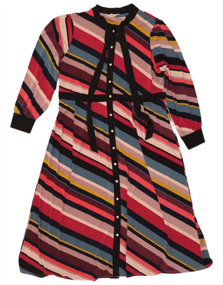 MONSOON ženska maksi haljina s prednjom kravatom UK 18 XL na višebojne pruge