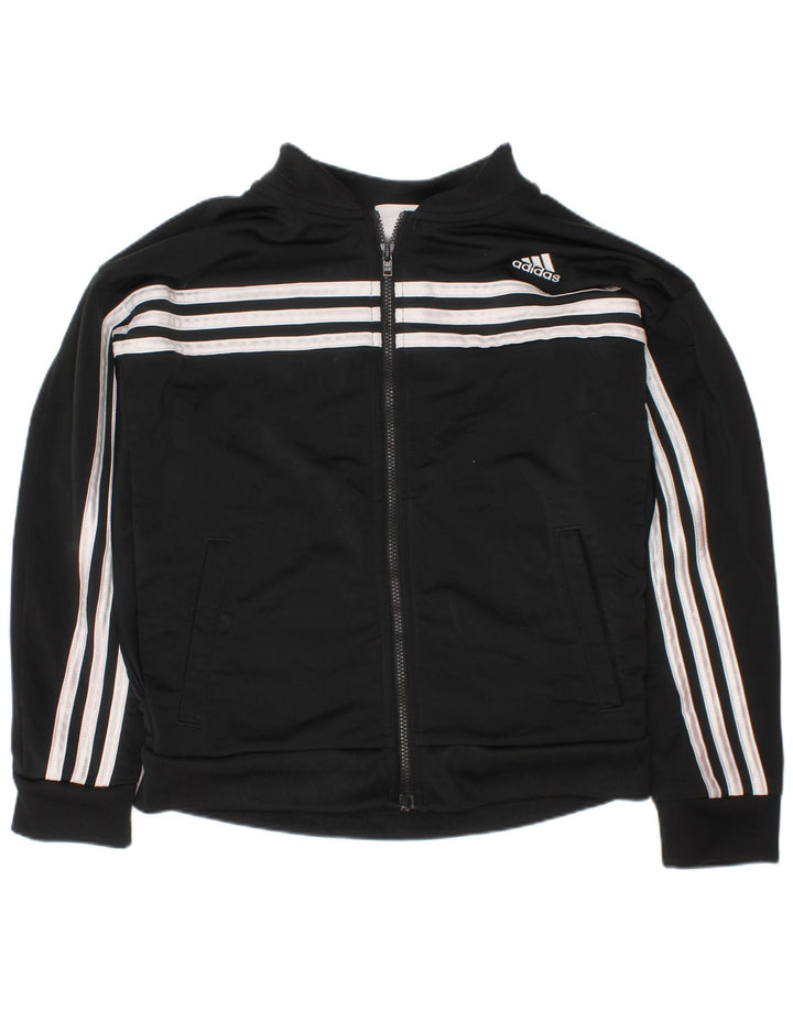 Gornja jakna od trenirke Adidas za dječake 7-8 godina mala crna poliester