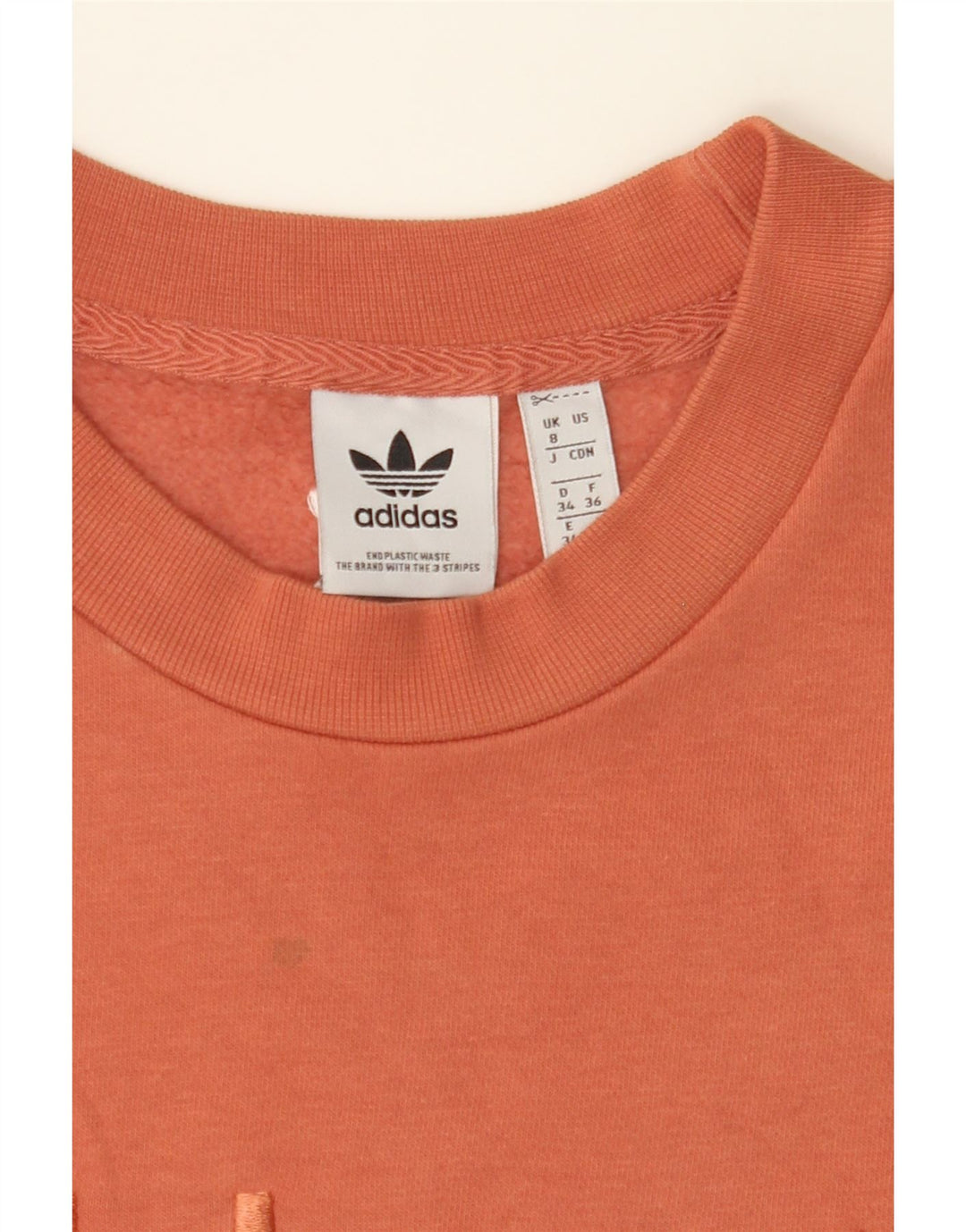 ADIDAS Womens Oversized Graphic Sweatshirt Jumper UK 8 Small  Orange Vintage Adidas and Second-Hand Adidas from Messina Hembry 