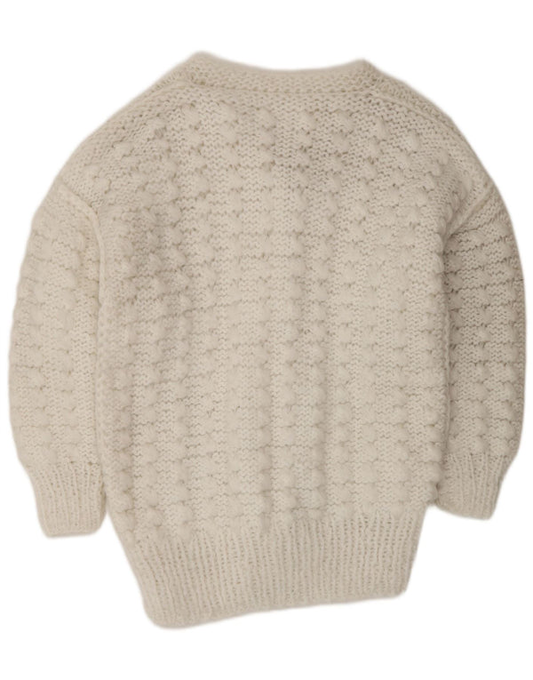 VINTAGE ženski kardigan pulover UK 14 Srednje bijeli