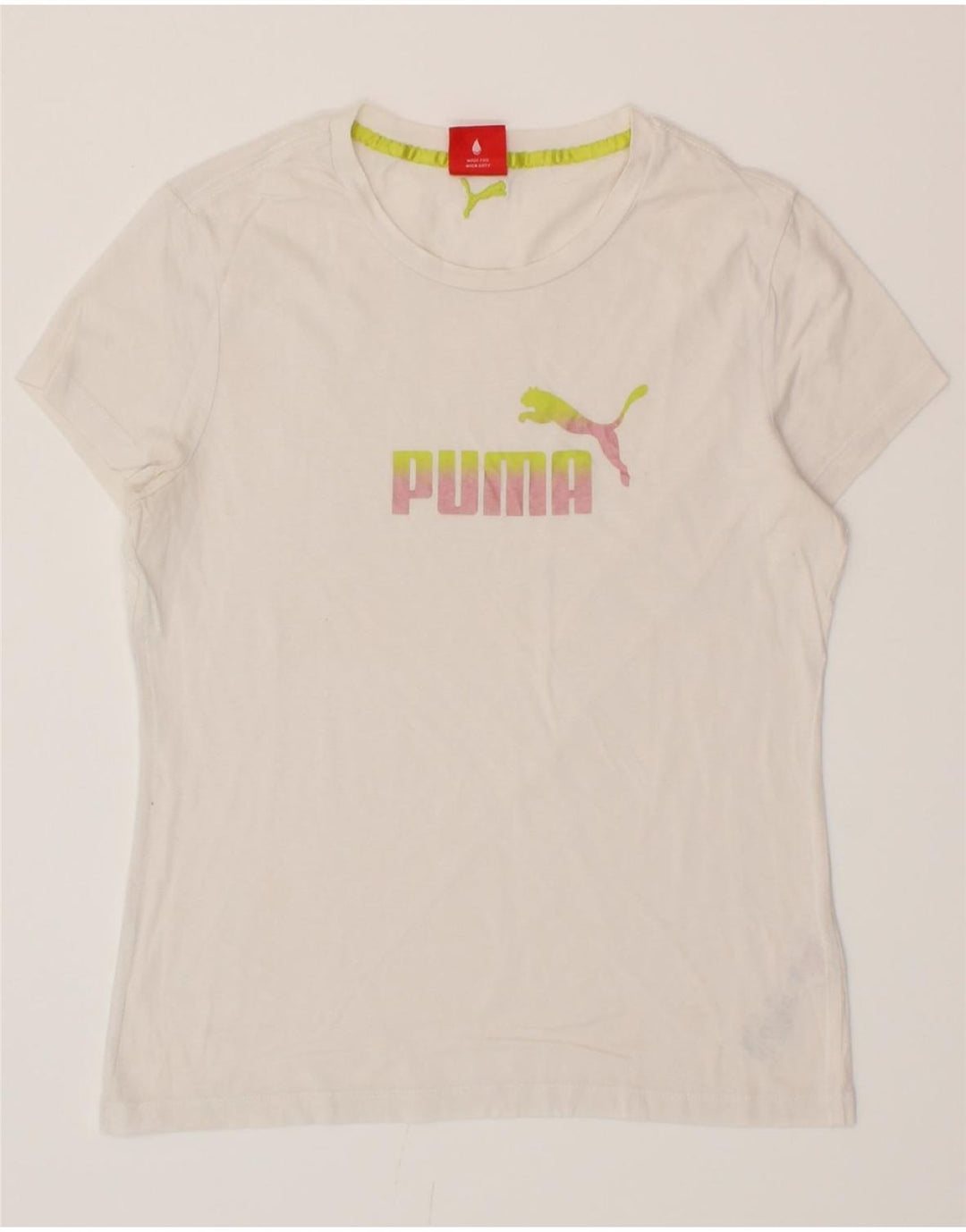 PUMA Womens Graphic T-Shirt Top UK 14 Medium White Cotton Vintage Puma and Second-Hand Puma from Messina Hembry 