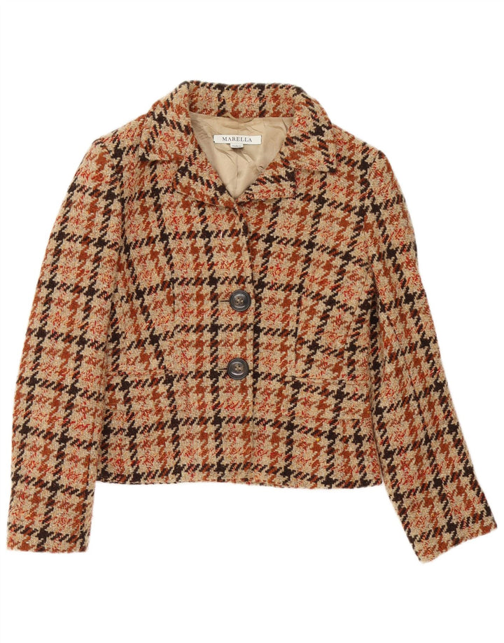 Ženska jakna sakoa Marella UK 12 srednje smeđa klasična s houndstooth