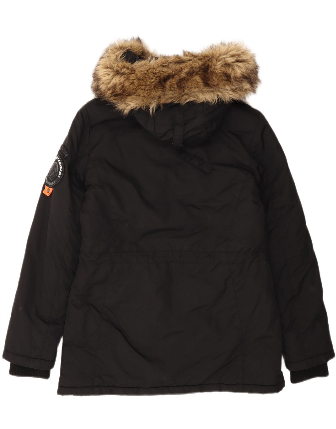 Superdry ženska jakna parka s kapuljačom UK 12 Srednje crni najlon