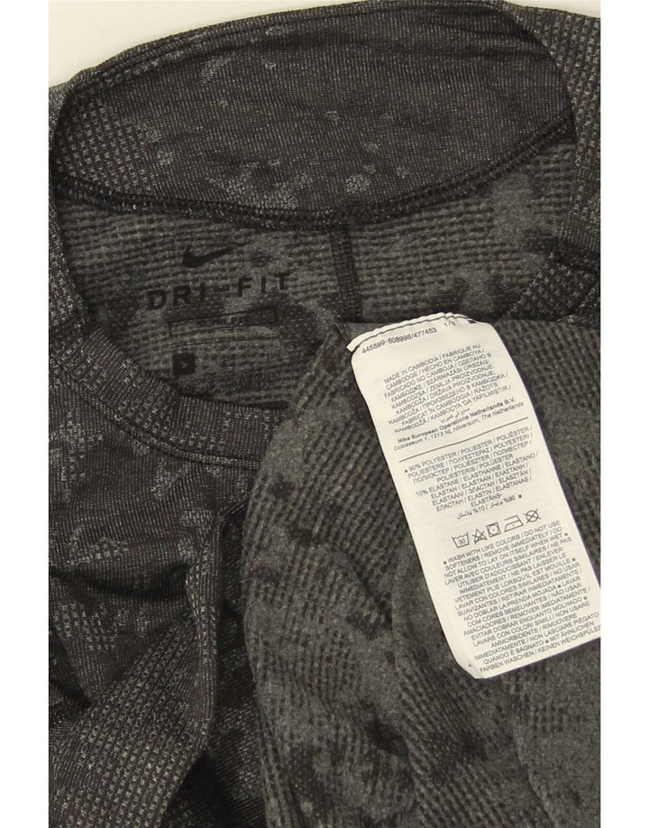 Nike muška Dri Fit Slim Fit majica dugih rukava mala siva kamuflažna poliester