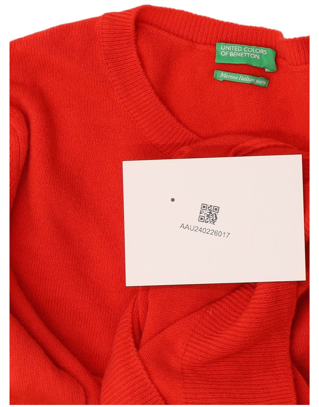 Benetton ženski džemper s okruglim izrezom UK 12 srednje crvene djevičanske vune