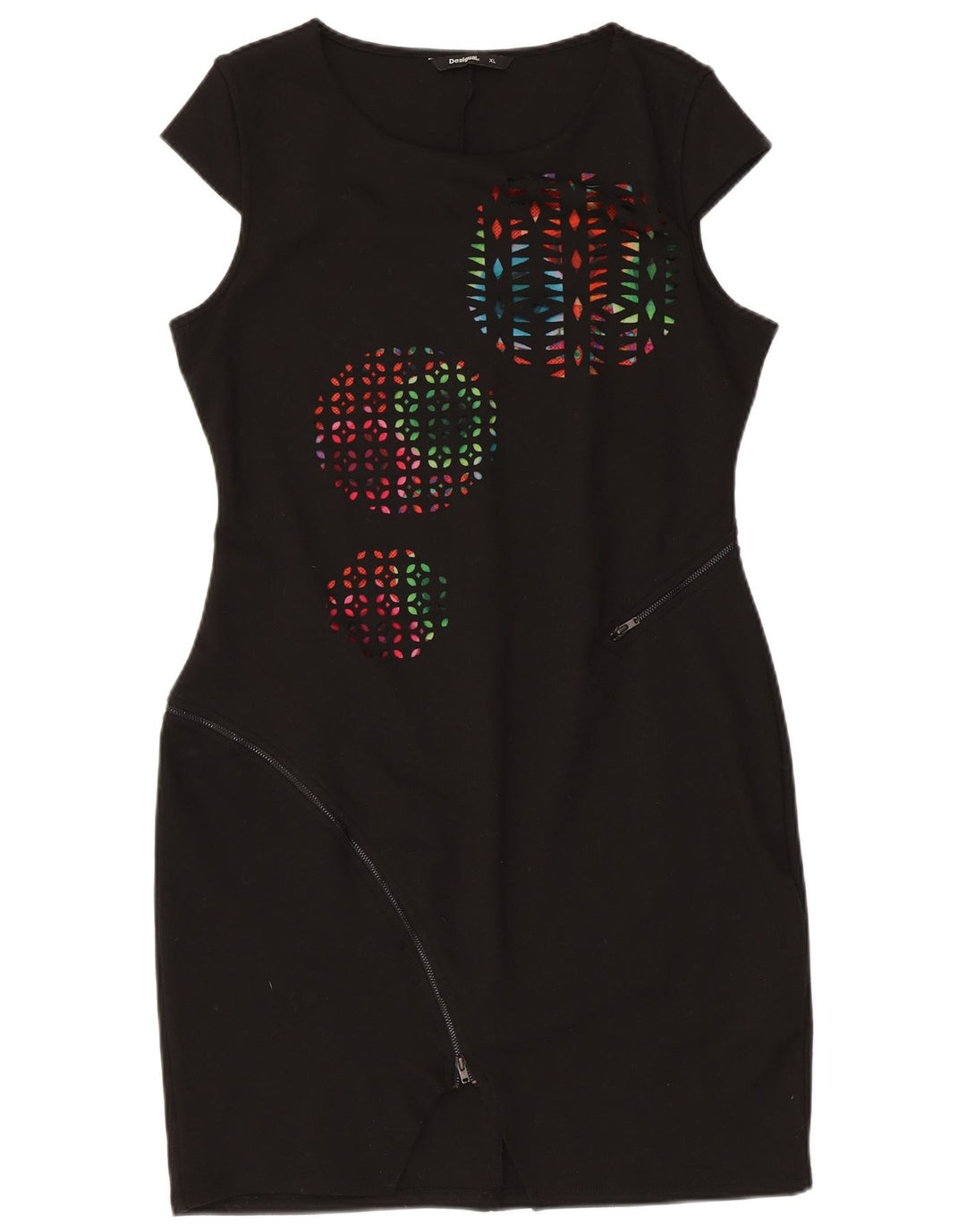 Desigual ženska plašt haljina s grafičkim motivima UK 18 XL crna geometrijska poliesterska