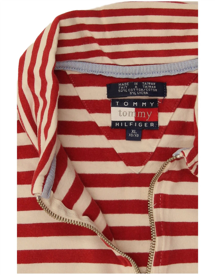 TOMMY HILFIGER Ženska polo majica dugih rukava UK 18 XL Pamuk na crvene pruge