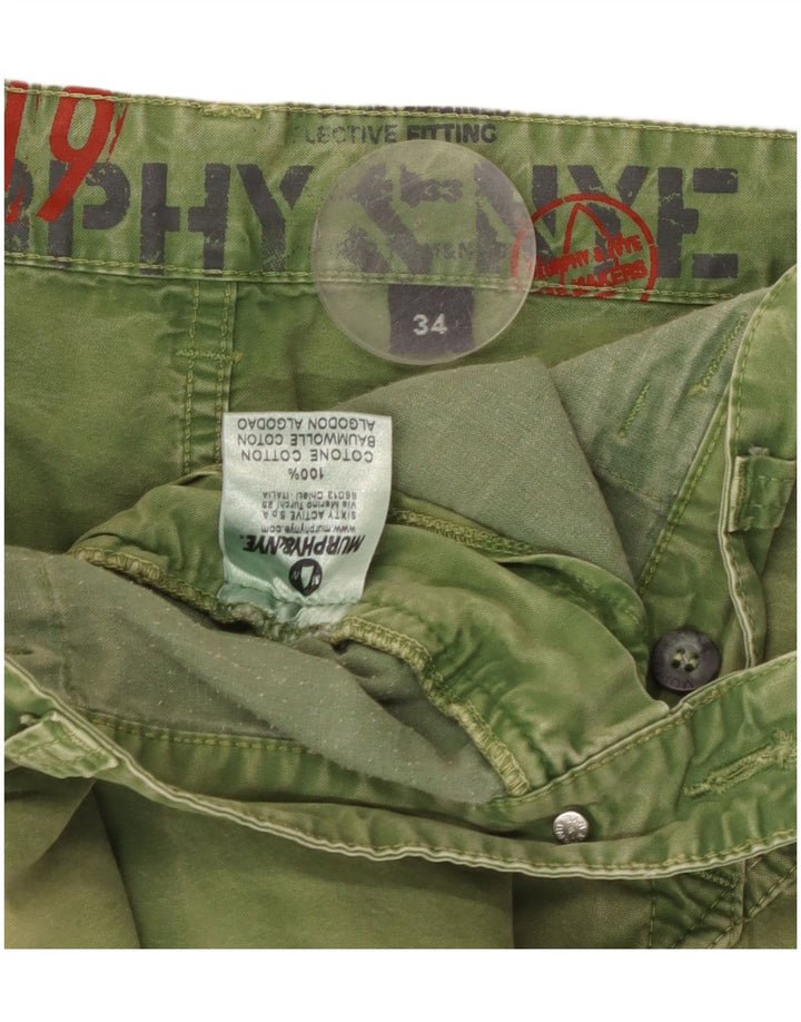 Murphy & Nye muške chino kratke hlače W34 veliki zeleni pamuk