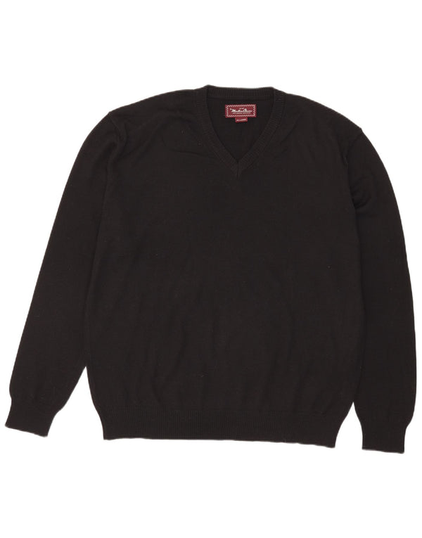 Marlboro Classics muški džemper s V-izrezom 2XL crna merino vuna