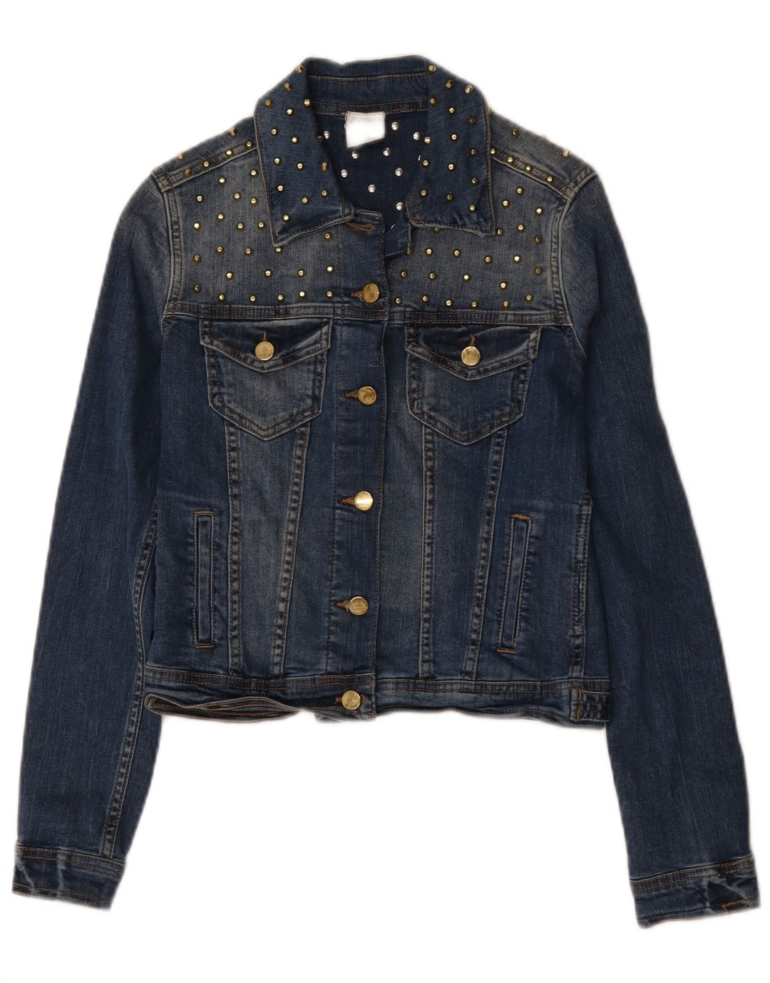 Zara ženska crop traper jakna UK 10 Small Blue Cotton