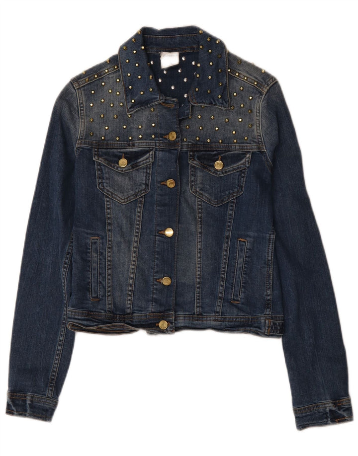 Zara ženska crop traper jakna UK 10 Small Blue Cotton
