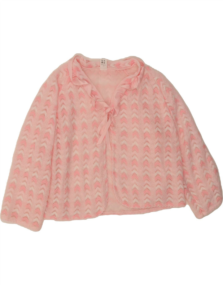 ST. BERNARD Womens Crop Cardigan Sweater EU 38/40 Medium Pink Chevron Vintage St. Bernard and Second-Hand St. Bernard from Messina Hembry 