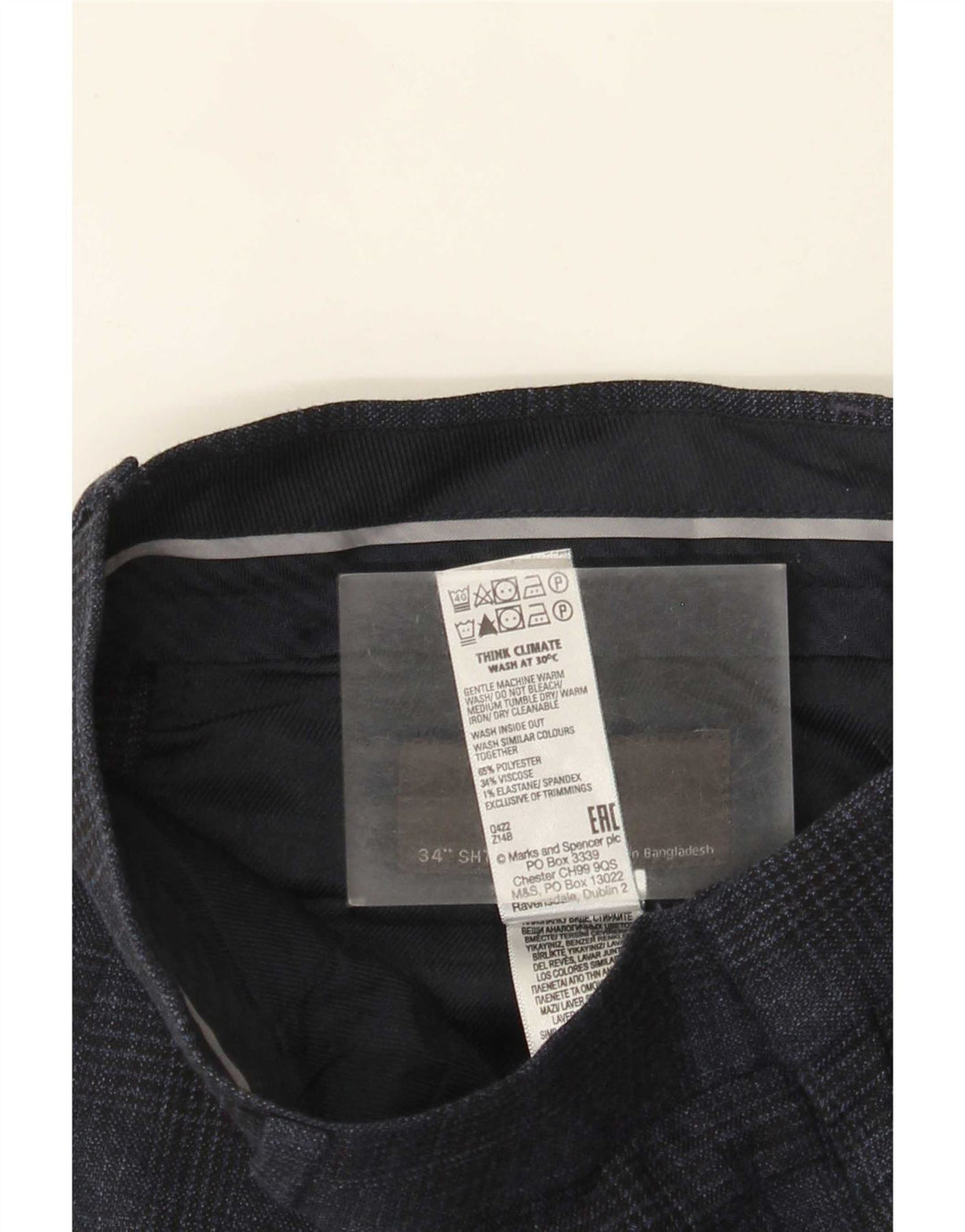 Marks & Spencer muške chino hlače W34 L29 mornarsko plave gumene zube