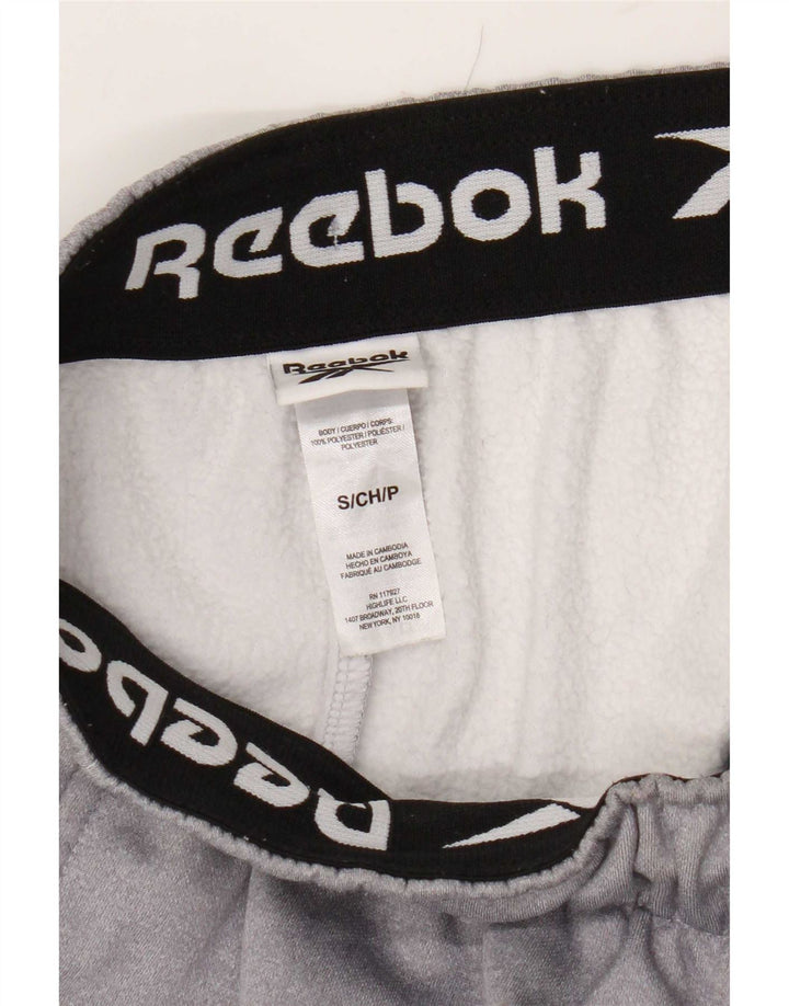 Reebok muške grafičke kargo trenirke Hlače za trčanje male sive poliesterske hlače