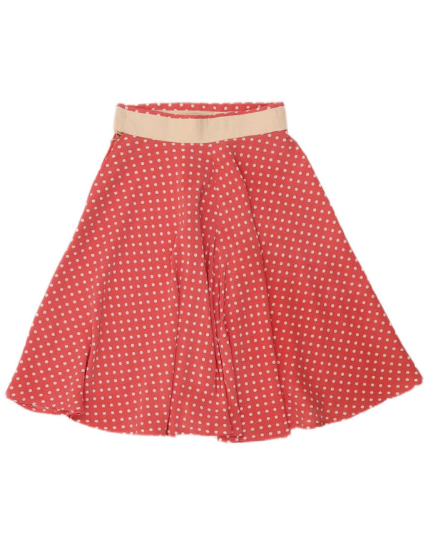 Vintage ženska suknja A-kroja W25 XS, ružičasta točkasta