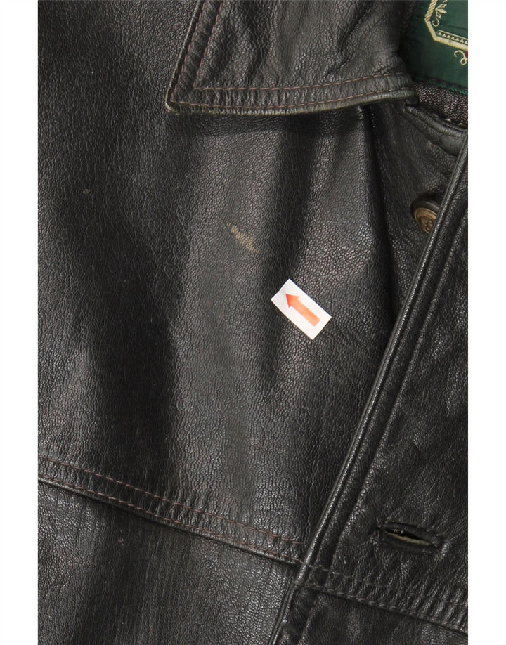VINTAGE Mens Leather Jacket UK 40 Large Black Acetate Vintage Vintage and Second-Hand Vintage from Messina Hembry 