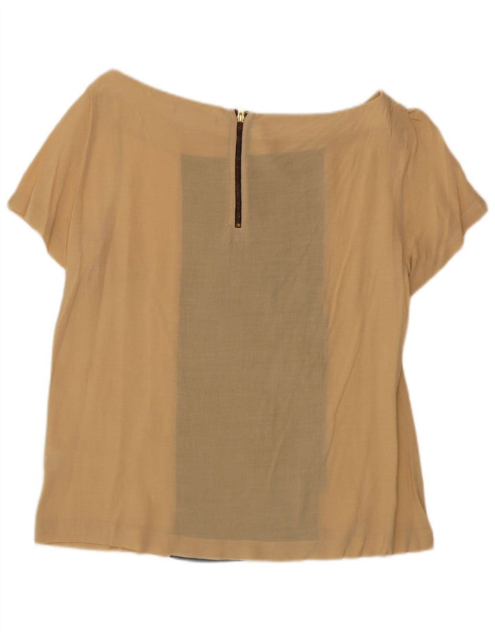 Zara ženski gornji dio bluze UK 16 Large Beige Colourblock Viskoza