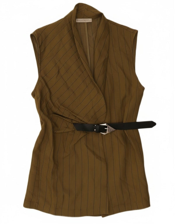 Rinascimento ženski sako bez rukava UK 14 Veliki kaki na pruge