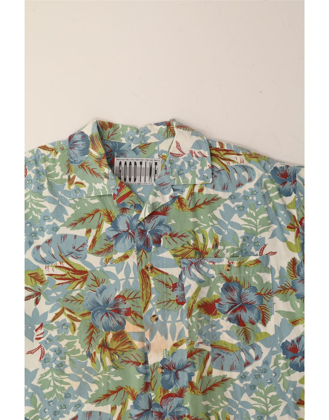 VINTAGE Mens Short Sleeve Shirt Medium Multicoloured Floral Cotton Vintage Vintage and Second-Hand Vintage from Messina Hembry 
