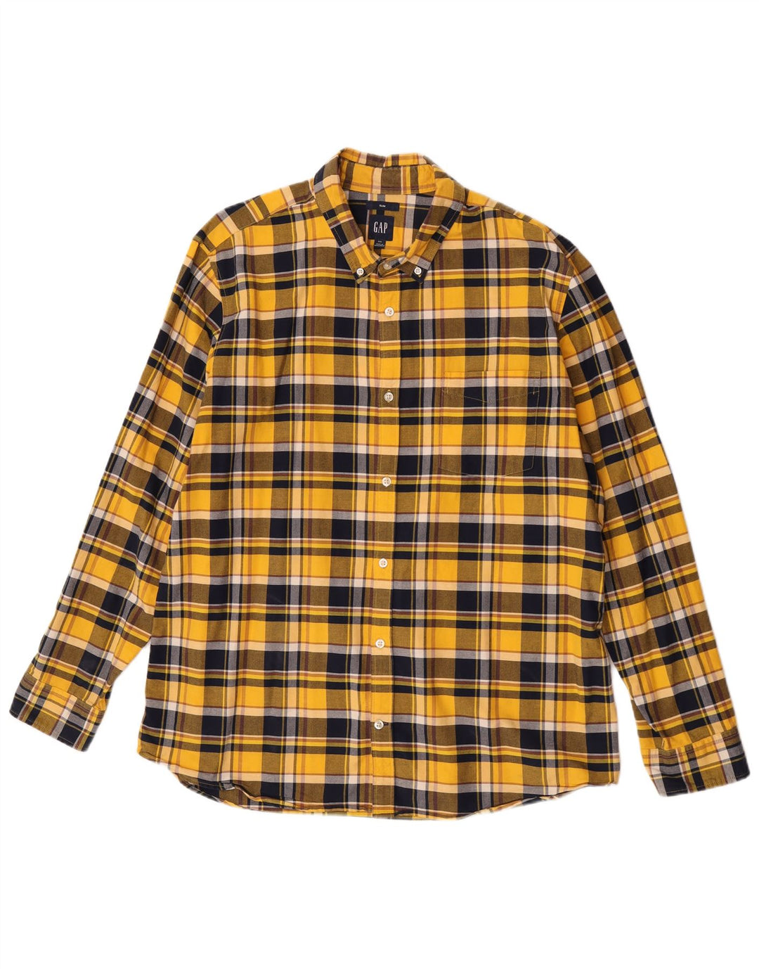 Muška uska flanelska košulja Gap 2XL, žuti karirani pamuk
