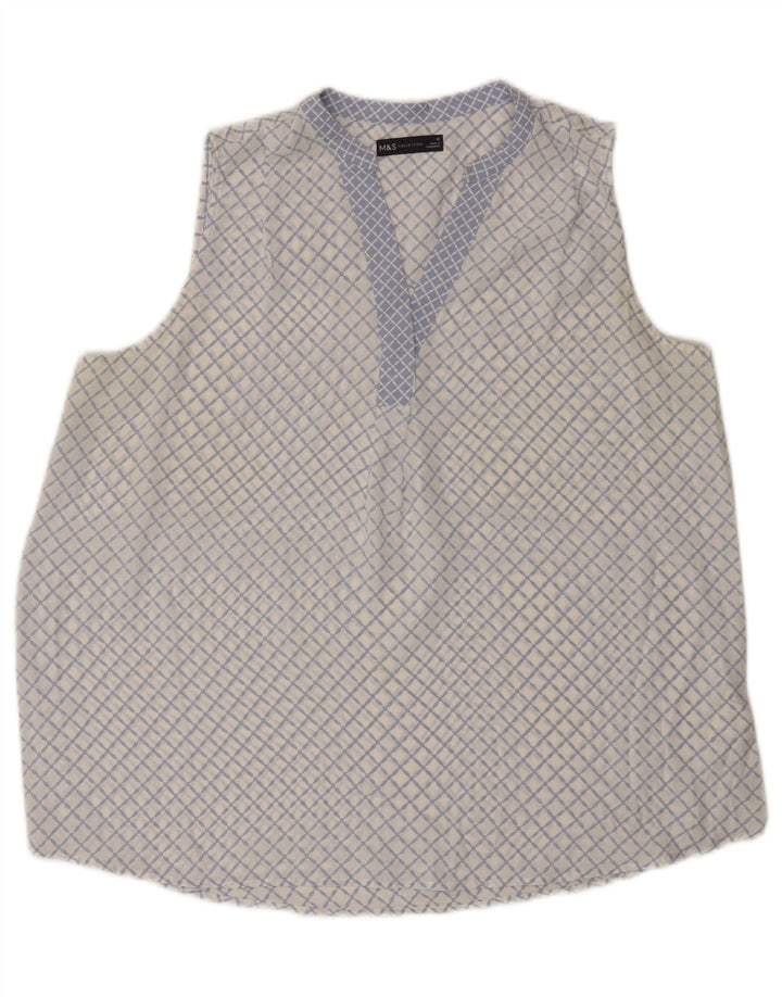 Marks & Spencer ženski gornji dio bluze bez rukava UK 16 Large Blue Geometric