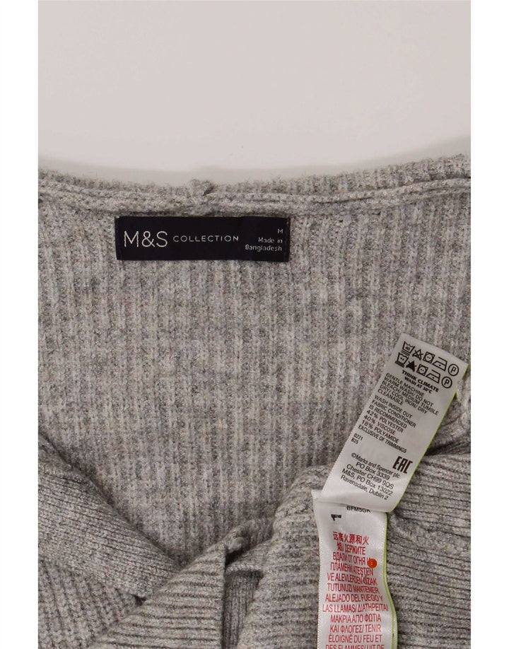 Marks & Spencer ženski kardigan pulover s kapuljačom UK 14 srednje sivi poliester