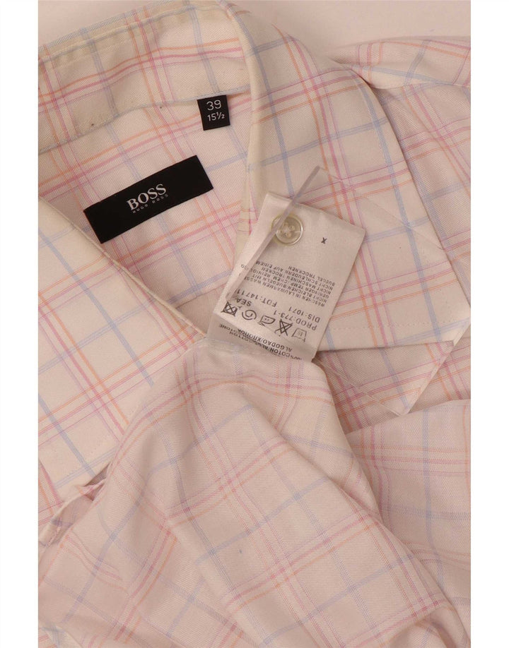 Hugo Boss muška košulja veličina 39 15 1/2 srednje šareni karirani pamuk