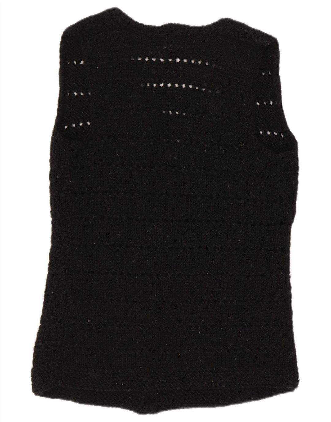 Vintage ženski kardigan džemper bez rukava UK 12 Srednje crni