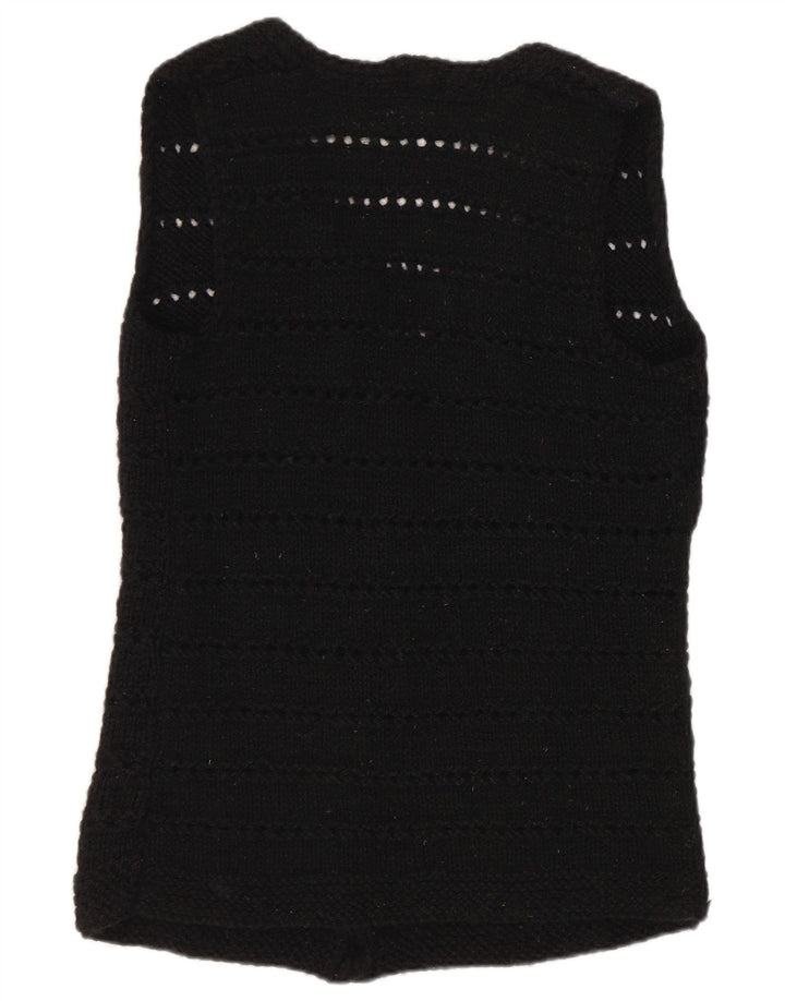 Vintage ženski kardigan džemper bez rukava UK 12 Srednje crni