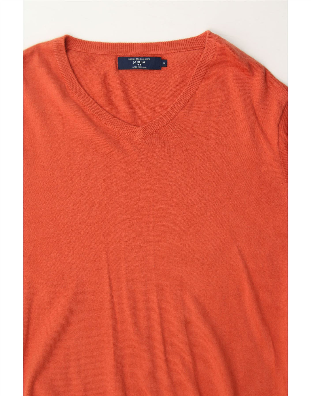 J. CREW Mens V-Neck Jumper Sweater Medium Orange Cotton Vintage J. Crew and Second-Hand J. Crew from Messina Hembry 