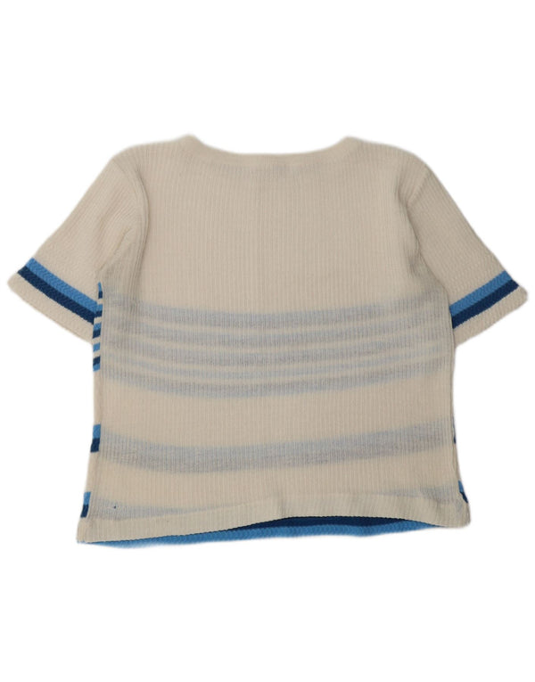 VINTAGE ženski džemper s morskim izrezom UK 16 Velike bijele pruge