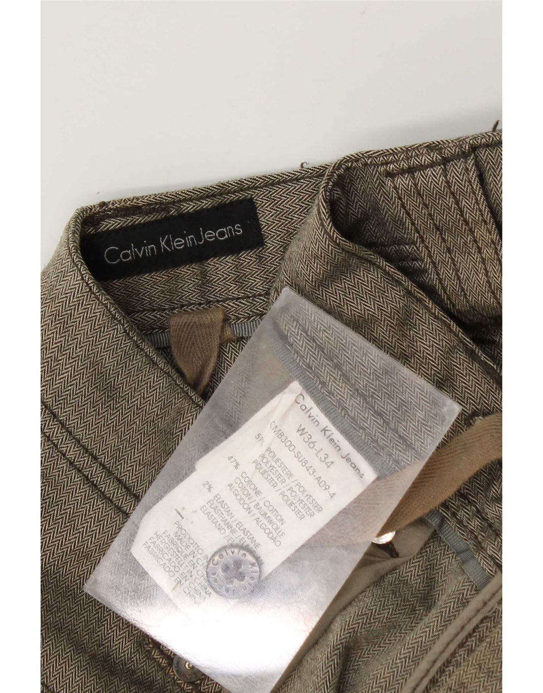 Calvin Klein muške ravne kargo hlače W36 L34 sive riblja kost
