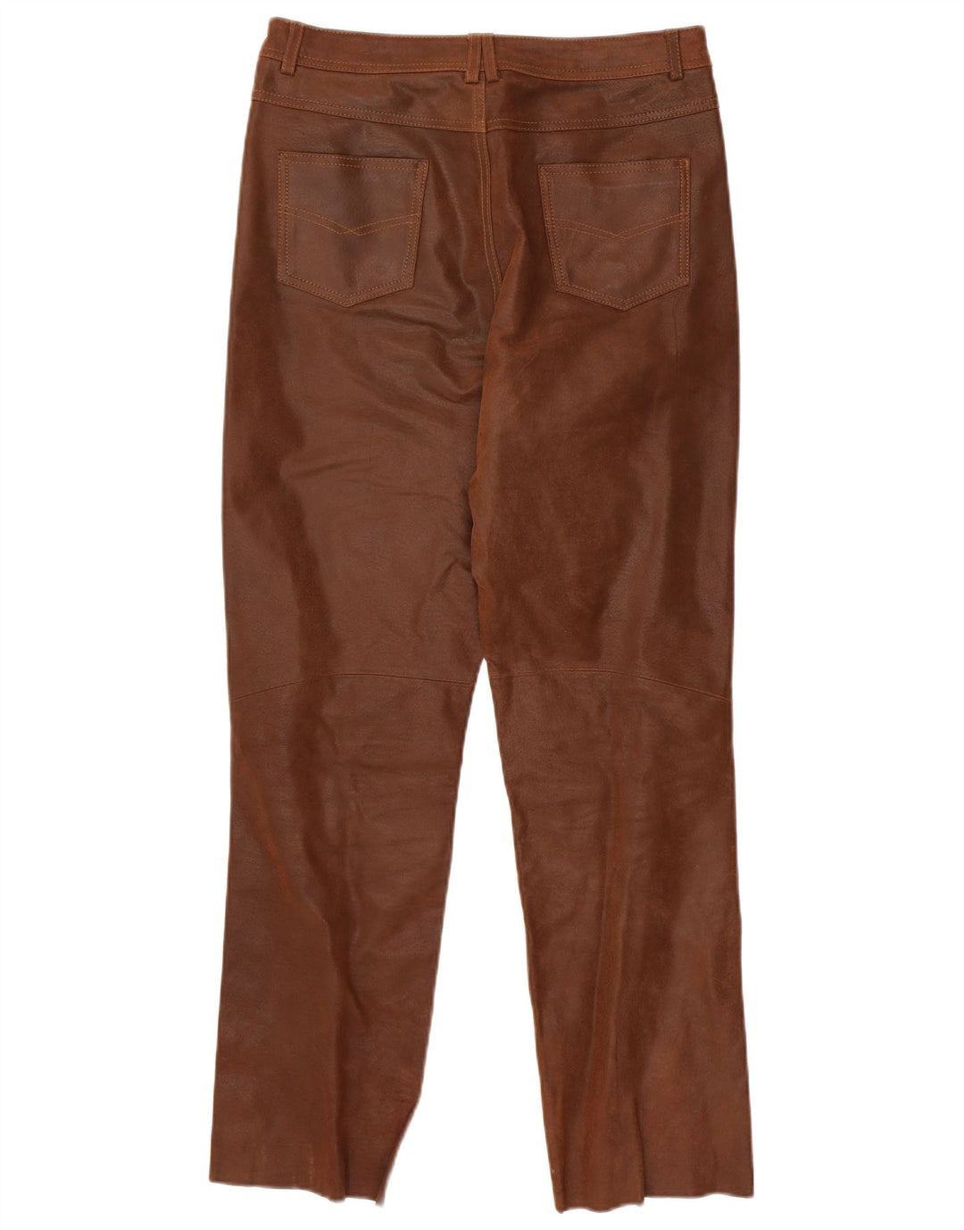 VINTAGE muške ravne kožne hlače UK 36 male W31 L30 smeđa koža