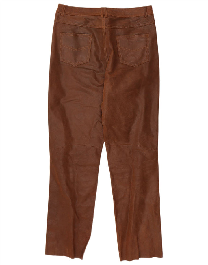 VINTAGE muške ravne kožne hlače UK 36 male W31 L30 smeđa koža