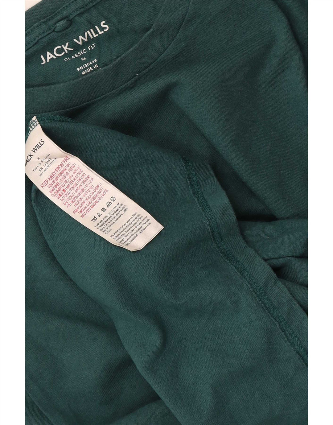 Jack Wills Mens Classic Fit T-Shirt Top Medium Green Cotton