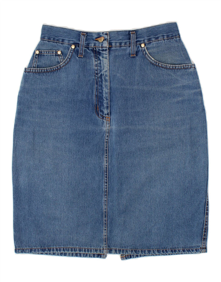 PRESTIGIO Womens Denim Skirt IT 44 Medium W30 Blue Cotton Vintage Prestigio and Second-Hand Prestigio from Messina Hembry 