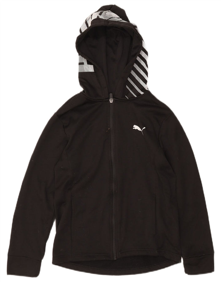 PUMA Boys Graphic Zip Hoodie pulover 10-11 Years Srednji crni poliester
