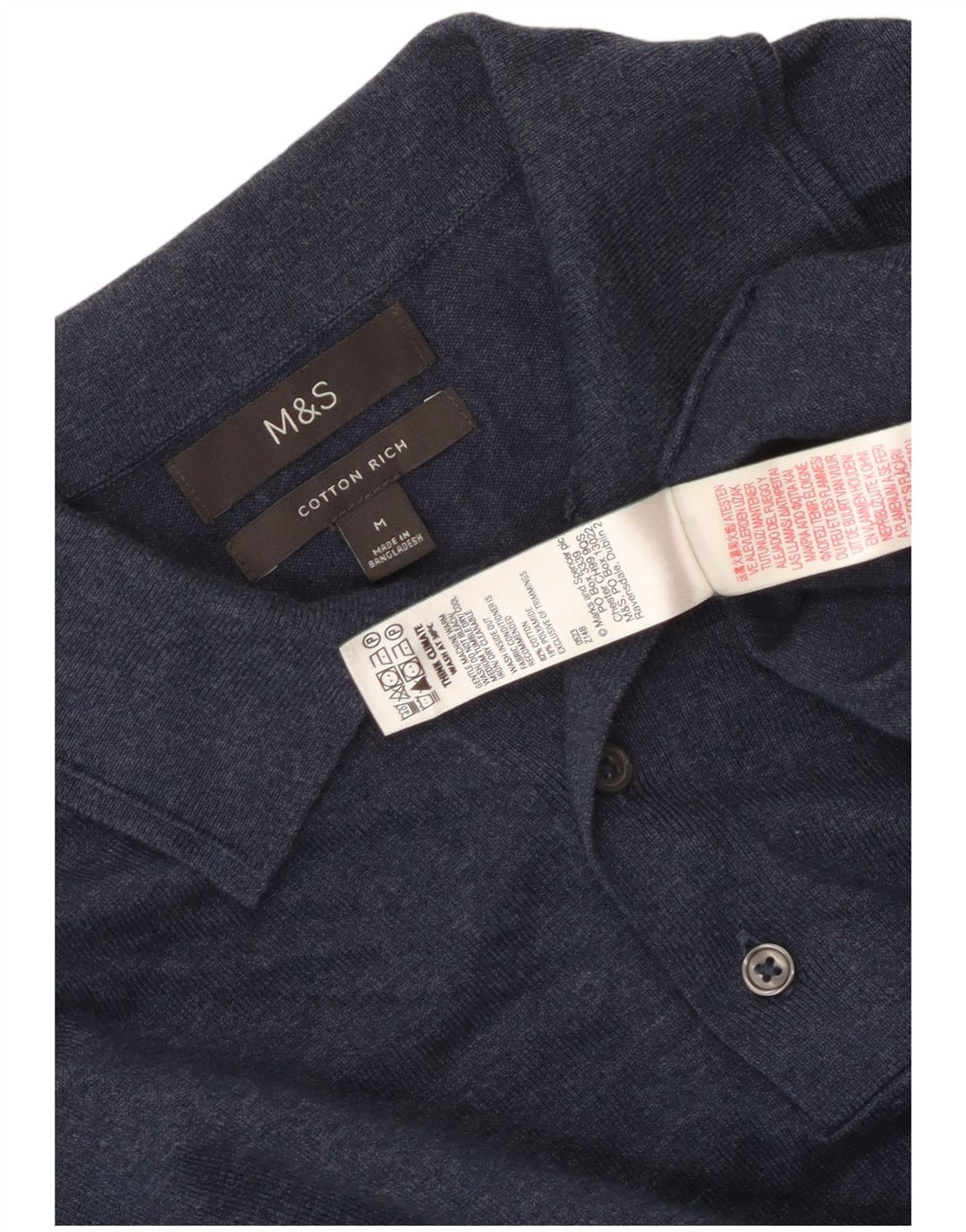Marks & Spencer muški pulover s polo ovratnikom srednje tamnoplave boje