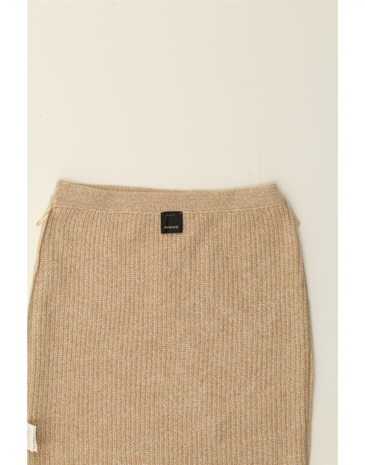 PINKO Womens Straight Skirt Medium W26  Beige Wool Vintage Pinko and Second-Hand Pinko from Messina Hembry 