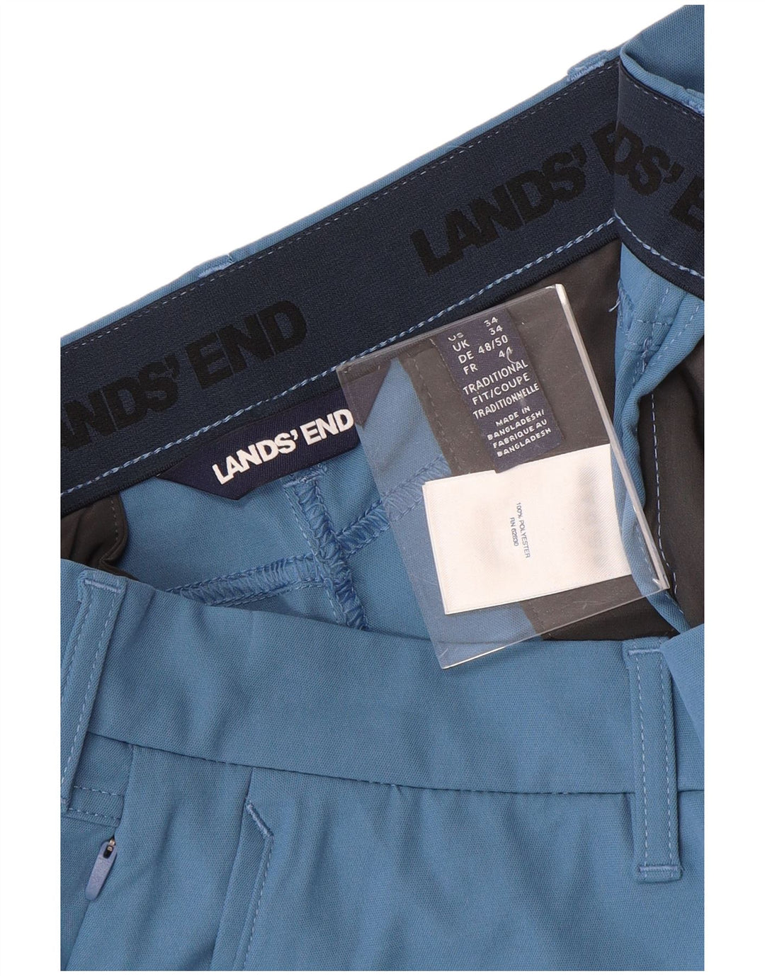LANDS END Muške chino kratke hlače W34 veliki plavi poliester