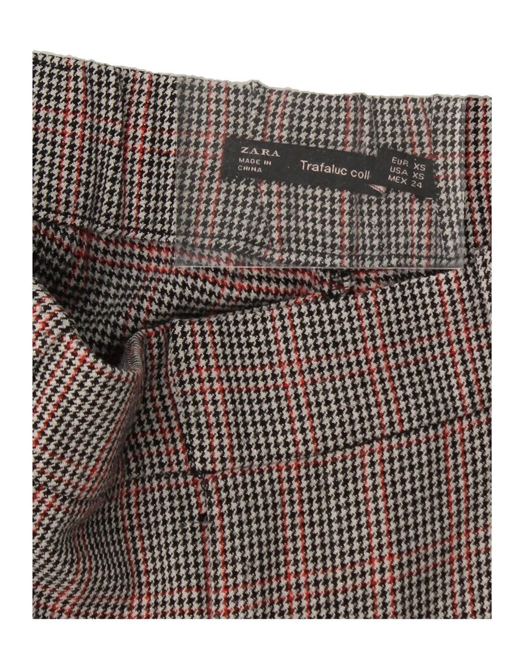 ZARA Womens Slim Suit Trousers XS W26 L27 Grey Check Polyester Vintage Zara and Second-Hand Zara from Messina Hembry 