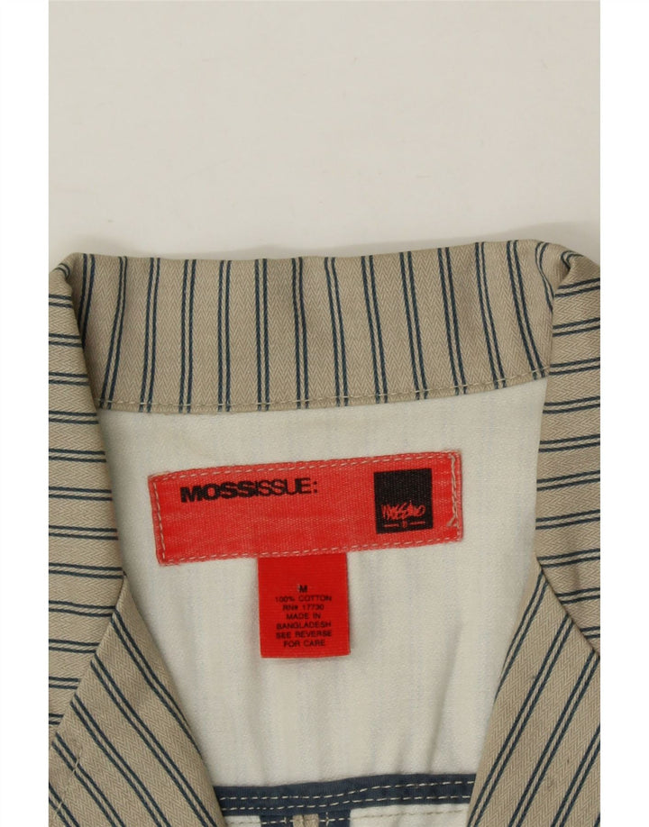 MOSSIMO Womens Crop 2 Button Blazer Jacket UK 12 Medium Grey Striped Vintage Mossimo and Second-Hand Mossimo from Messina Hembry 