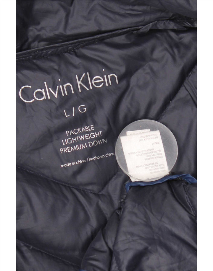 Calvin Klein ženski podstavljeni kaput UK 16 Veliki tamnoplavi najlon