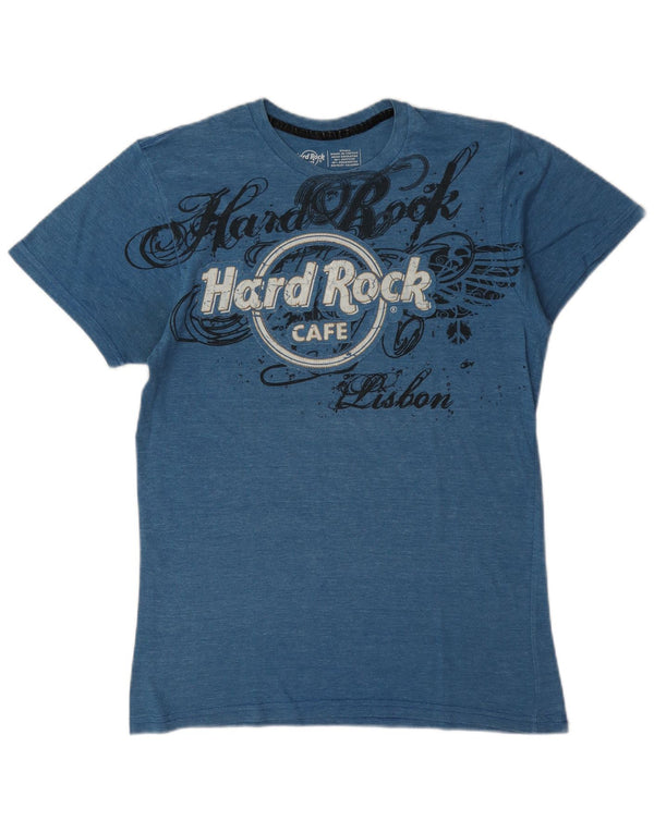 Hard Rock Cafe Ženska Lisbon grafička majica kratkih rukava UK 10 Small Blue Flected
