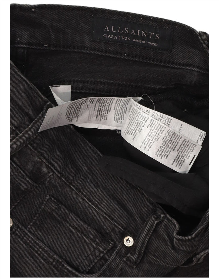 ALL SAINTS Ženske bootcut traperice W26 L30 crni pamuk