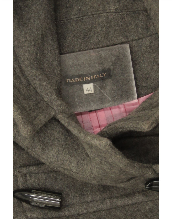 Vintage ženski duffle kaput s kapuljačom IT 44 srednje siva vuna