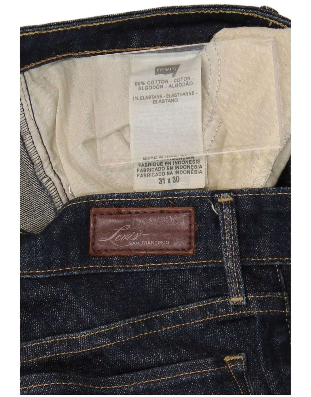 LEVI'S ženske ravne traperice W31 L30 tamnoplavi pamuk