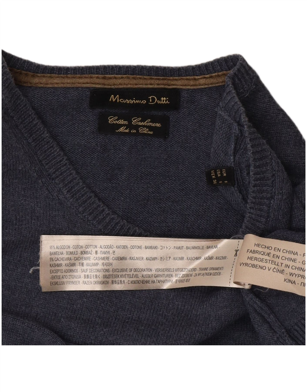 Mali plavi pamučni muški džemper s okruglim izrezom Massimo Dutti