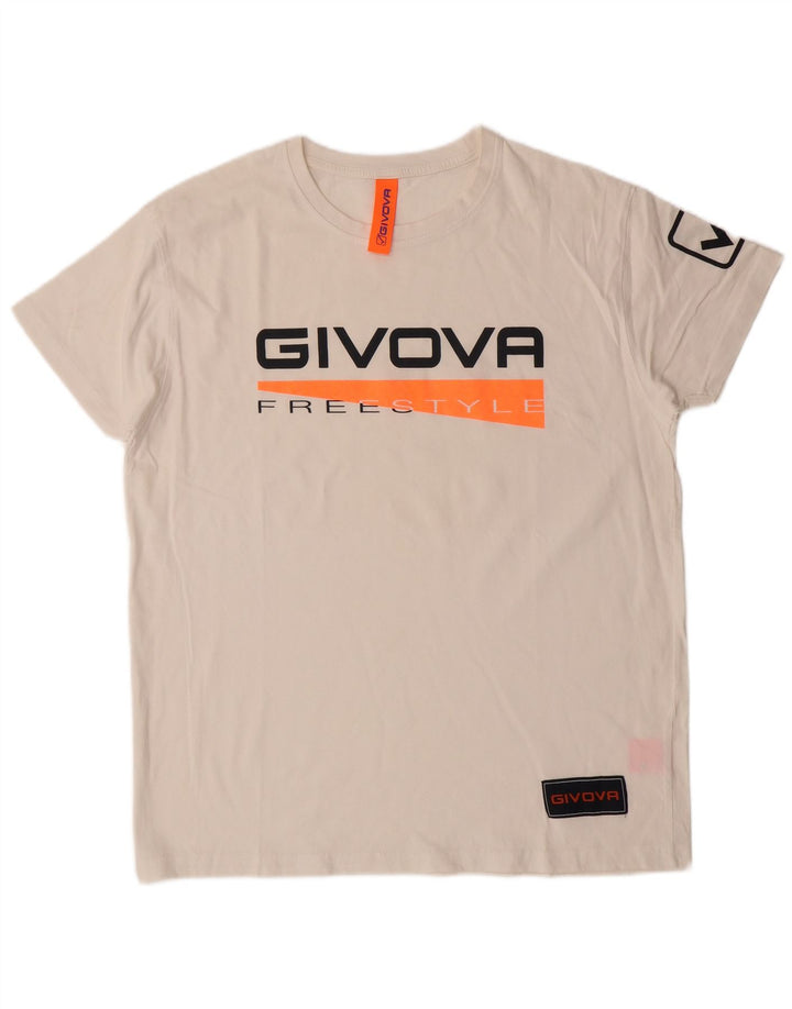 GIVOVA Mens Graphic T-Shirt Top Medium White Cotton